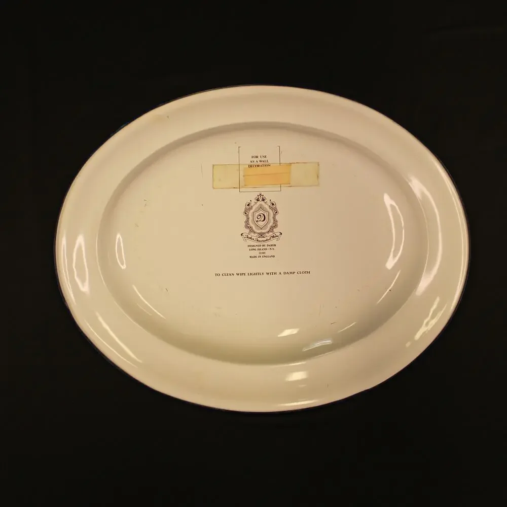Vintage Daher Decorated Ware Blue Willow Tin Oval Serving Plate Wall Plate 13
